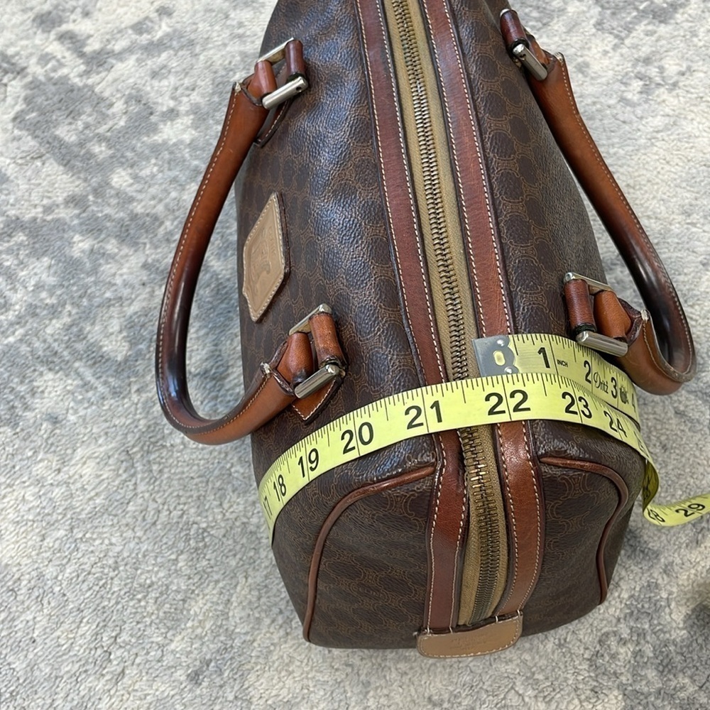 Vintage Celine Macadam Coated Canvas Boston Bag Satchel Brown - Picture 12 of 17